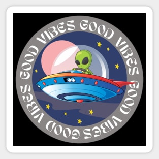 Good vibes alien mode vintage dark design Sticker